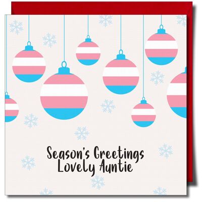 Season's Greetings Lovely Auntie. Transgender Christmas Card.