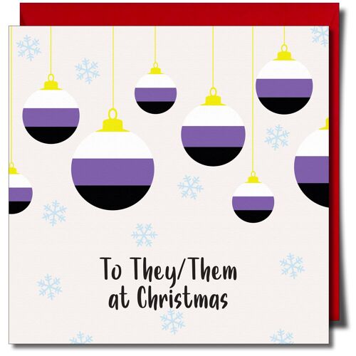 To They/Them at Christmas. Non-Binary Xmas Card.