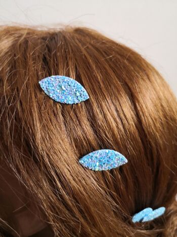 lots de 4 petits peignes à cheveux paillettes couleur turquoise et champagne 4