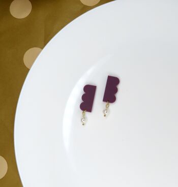 Boucles d'oreilles en acrylique Plum Belle avec clous en acier inoxydable 1