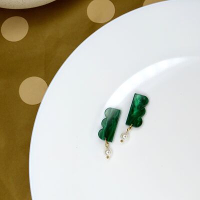 Royal Green Belle acrylic earrings with stainless steel studs