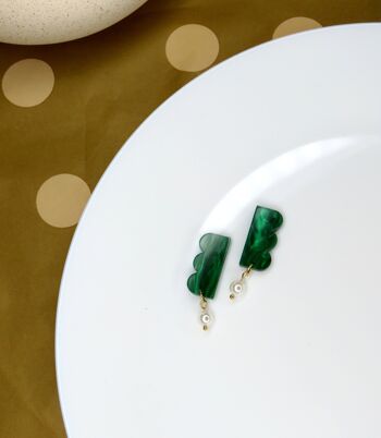 Boucles d'oreilles en acrylique Royal Green Belle avec clous en acier inoxydable 1