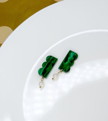 Boucles d'oreilles en acrylique Royal Green Belle avec clous en acier inoxydable 2