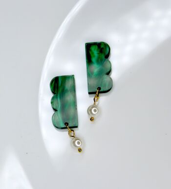 Boucles d'oreilles en acrylique Royal Green Belle avec clous en acier inoxydable 3