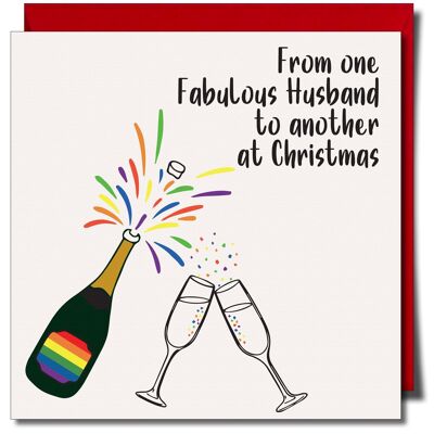 Da un marito favoloso all'altro a Natale. Carta di Natale gay.