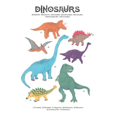 A4 Sheet Dinosaurs "Poster"