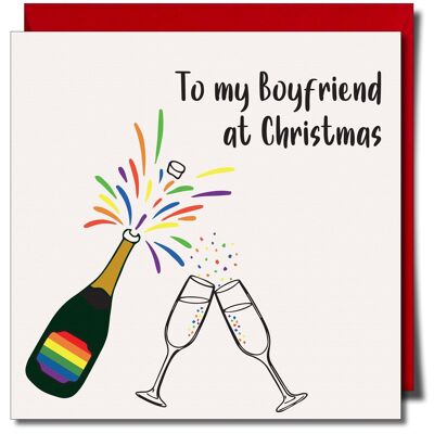 À mon petit ami à Noël. Carte de Noël gay.