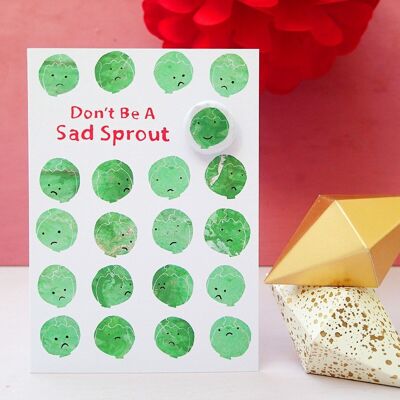 Sad Sprout - Greeting card with badge