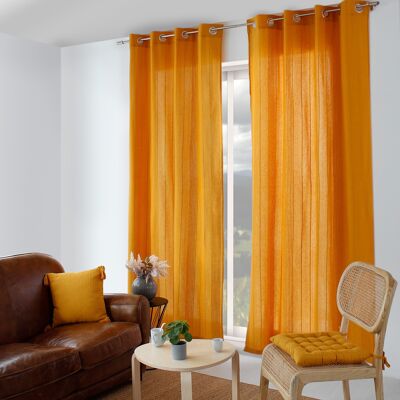 Decorative curtain with eyelets, 140 x 240 cm, Mustard Yellow, BOMBAY Collection
