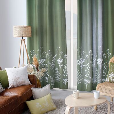HERBIER curtain printed OLIVE GREEN 135 x 240 cm
