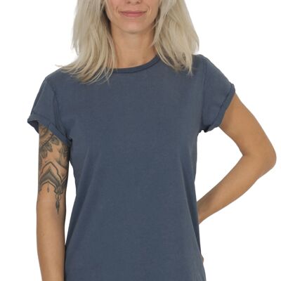 Fairwear Camisa Básica Orgánica Mujer Stone Washed Azul