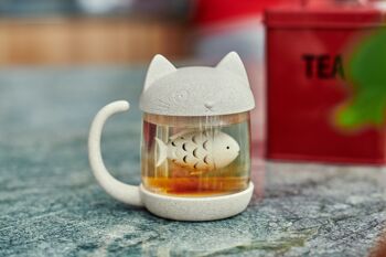 Tasse à thé en forme de chaton avec infuseur poisson 2