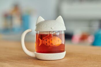Tasse à thé en forme de chaton avec infuseur poisson 5
