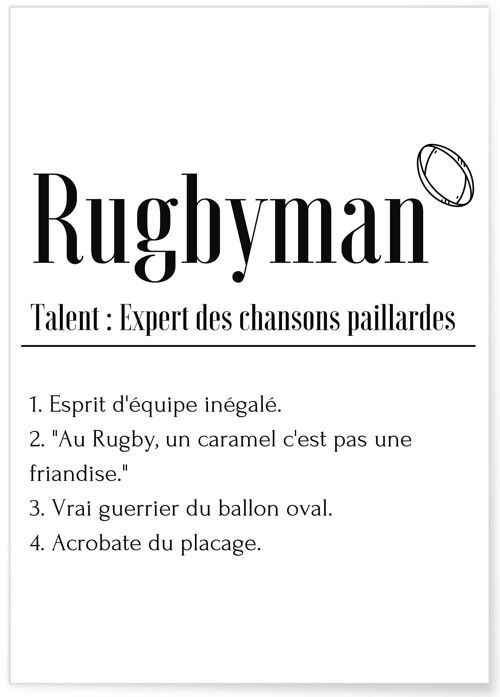 Affiche Définition Rugbyman