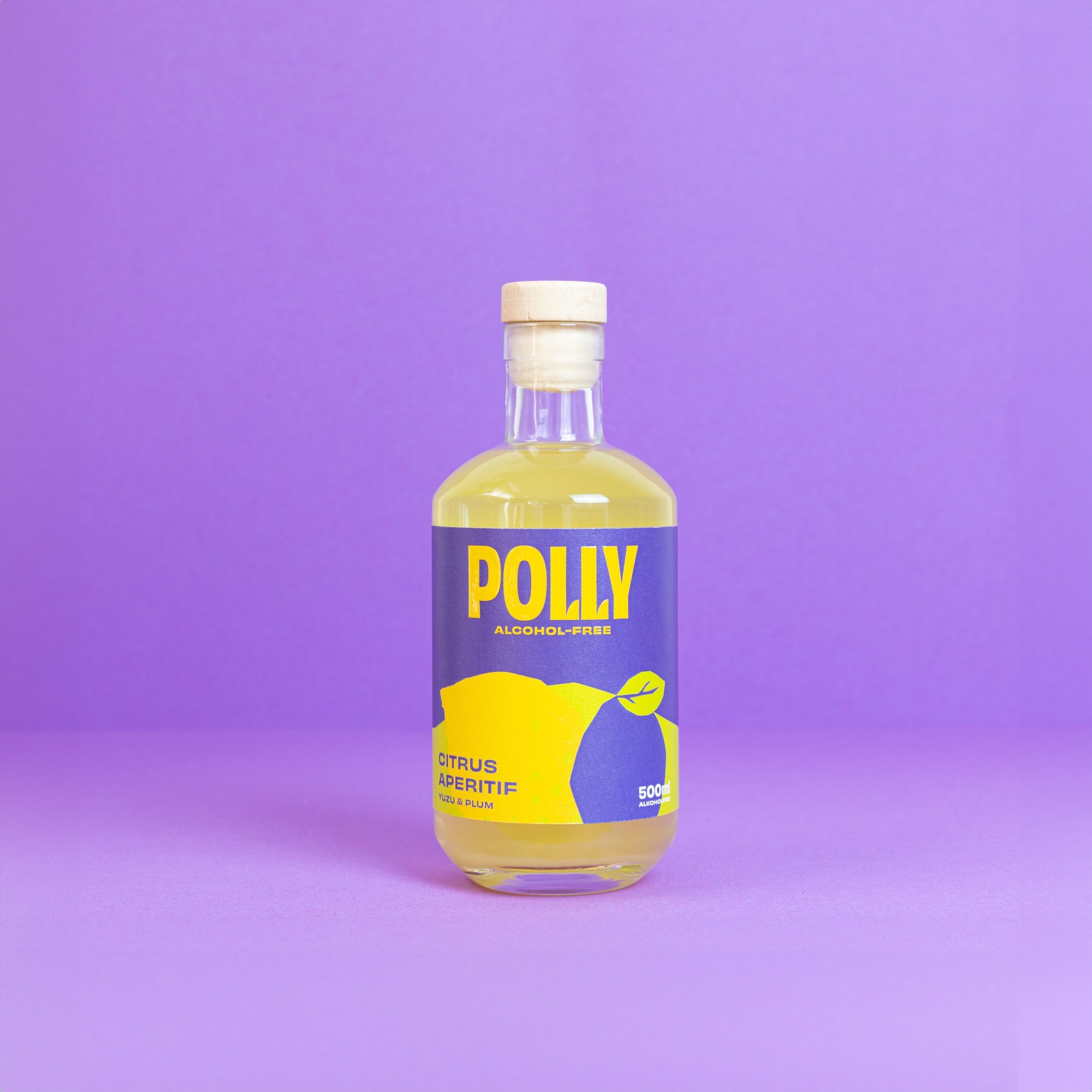 POLLY Citrus Aperitif, aperitivo de limoncello sin alcohol con sabor a ciruela yuzu, botella 500ml