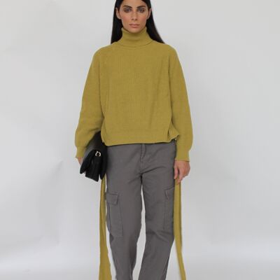 Cashmere blend turtleneck with bow on the back - Amelie