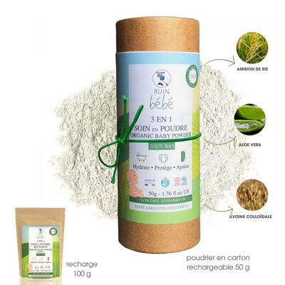 3 in 1 organic care powder for babies: organic and plant-based care powder for babies