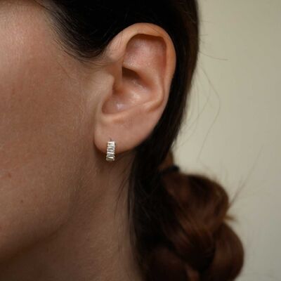 Boucle Oreille Piercing Créole Strass Large Or Massif 14 Carats
