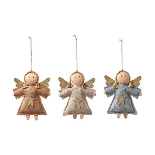 Set de 3 anges décoratifs à suspendre 16.5 x 13 cm - Décoration de Noël
