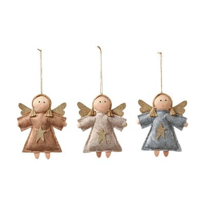 Conjunto de 3 ángeles colgantes decorativos 16.5 x 13 cm - Decoración navideña