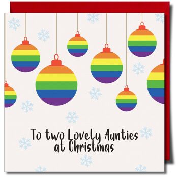 À deux charmantes tantes à Noël. Carte de Noël LGBTQ+. 1