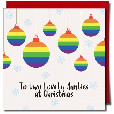 To Two Lovely Aunties at Christmas. Lgbtq+ Xmas Card.
