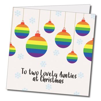 À deux charmantes tantes à Noël. Carte de Noël LGBTQ+. 2