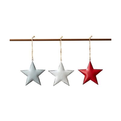 Assortment of 6 hanging stars 11 cm - Christmas decoration