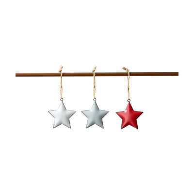Assortment of 9 hanging stars 6 cm - Christmas decoration