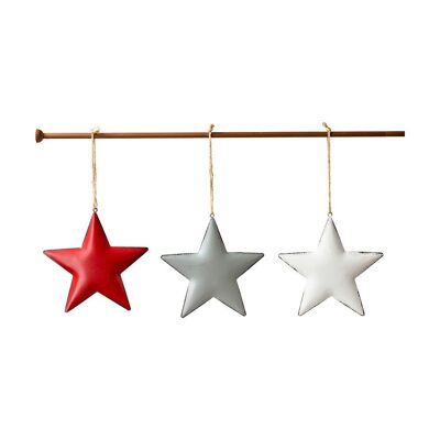 Assortment of 3 hanging stars 15 cm x 3 - Christmas decoration