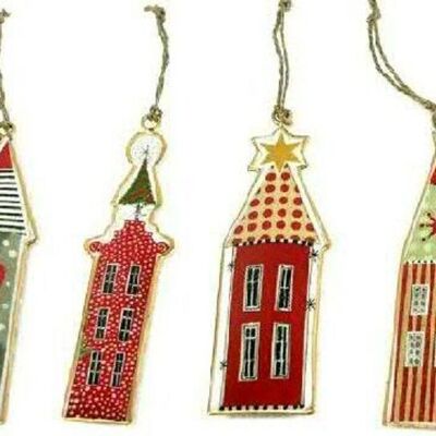 Assortment of 5 metal houses to hang 5 x 15 - Christmas decoration