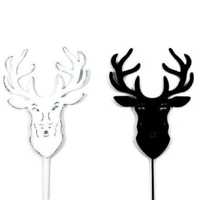 Assortment of white and black deer spades 7/20 cm x 8 - Mounting decoration, ski vacation, mountain chalet