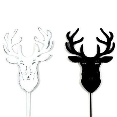 Assortment of white and black deer spades 7/20 cm x 8 - Mounting decoration, ski vacation, mountain chalet