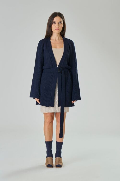 Loose cardigan in merino wool blend - Silvia