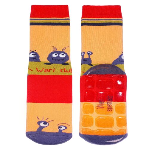 Non-slip Socks for Children >>UFO Peach<< High quality children's socks made of cotton with non-slip coating