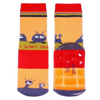 Non-slip Socks for Children >>UFO Peach<< High quality children's socks made of cotton with non-slip coating