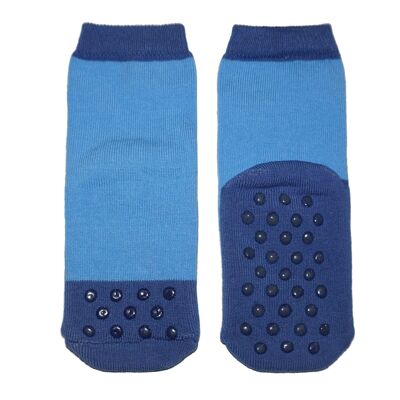 Calcetines antideslizantes de media rizo para Niños >>Little Wonders Azul Medio<< Calcetines infantiles de alta calidad fabricados en algodón con revestimiento antideslizante