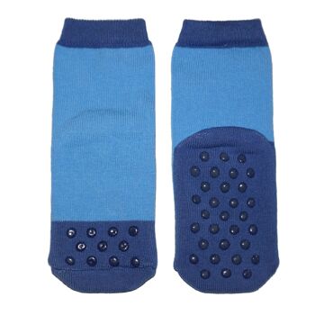 Chaussettes demi-éponge antidérapantes pour enfants >>Little Wonders Medium Blue<< Chaussettes pour enfants de haute qualité en coton avec revêtement antidérapant 1