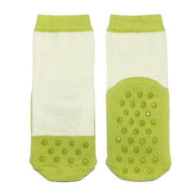 Chaussettes demi-éponge antidérapantes pour enfants >>Little Wonders Green<< Chaussettes pour enfants de haute qualité en coton avec revêtement antidérapant