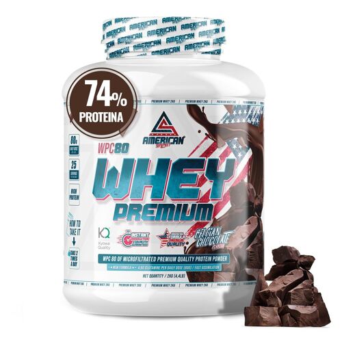 AS American Suplement | Premium Whey Protein 2 Kg | Chocolate | Proteína Suero de Leche | L-Glutamina Kyowa Quality®