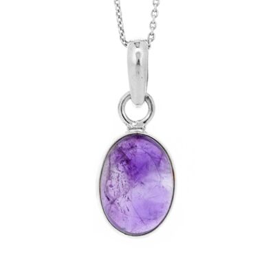 Oval Amethyst Pendant with 18" Trace Chain and Presentation Box