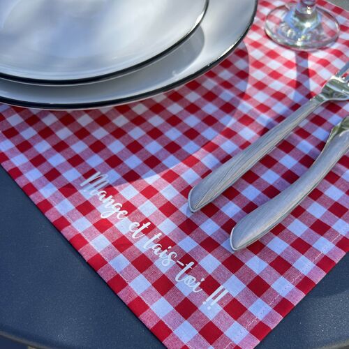Set de table, "Bistrot, mange et tais-toi" rouge