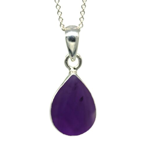 Teardrop Amethyst Pendant with 18" Trace Chain and Presentation Box