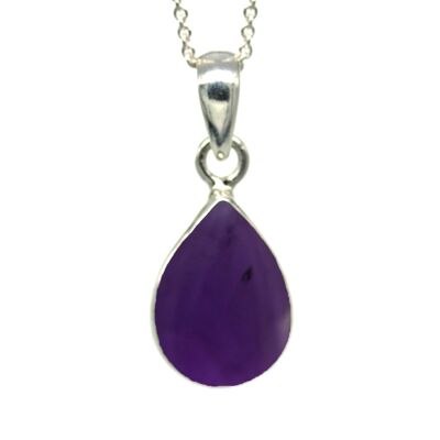 Teardrop Amethyst Pendant with 18" Trace Chain and Presentation Box