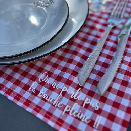 Set de table, "Bistrot, on ne parle pas la bouche pleine" rouge