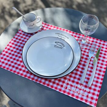 Set de table, "Bistrot, on ne parle pas la bouche pleine" rouge 4