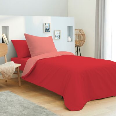 Komplettpaket 4-teilig: Bettbezug 140 x 200 cm – Spannbettlaken 90 x 190 cm – zweifarbig