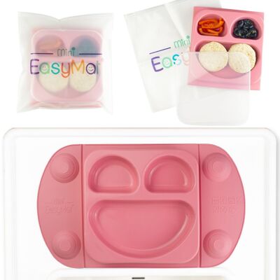 EasyMat Mini Portable Suction Plate with Lid and Carry Case (Pink)