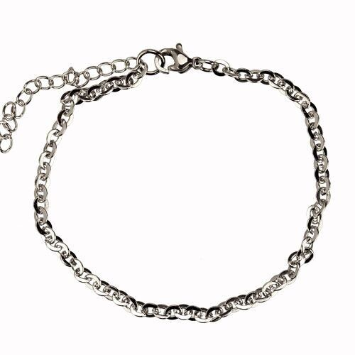 Bracciale con ancora a catena in acciaio inossidabile FG, 3.4mm, 20+5cm