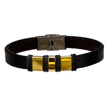 Bracelet simili cuir avec acier inoxydable 6 1